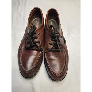 Eastland Men's Brown Leather Oxford Comfort Shoes Size 9M Lug Sole Brazil Vtg